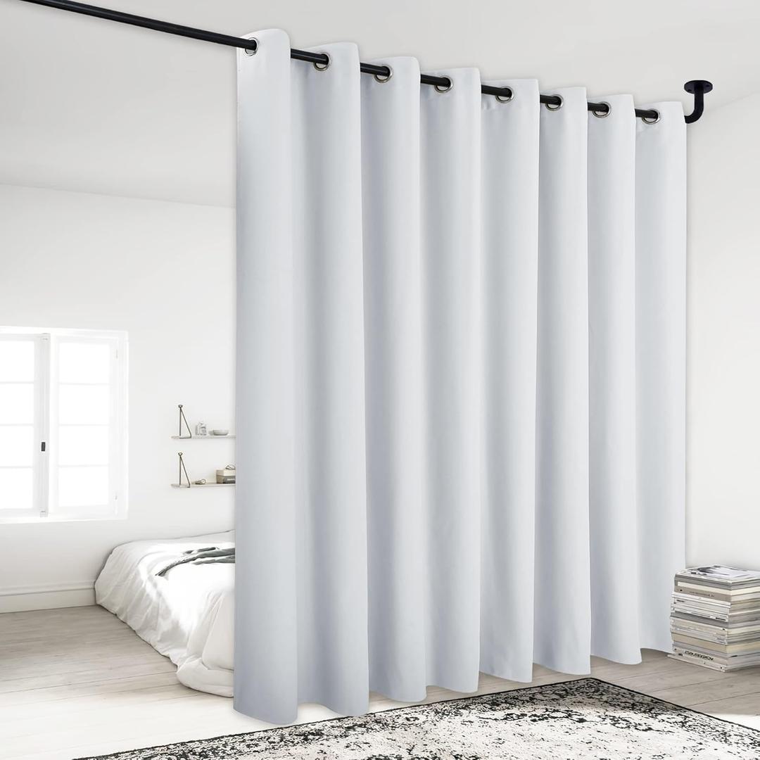 NICETOWN Room Darkening Drape for Nursery - (120 inches Width by 84 inches Length, Greyish White, Sold Individually) Light Blocking Curtain Panel for Bedroom, Soft Fabric Window Treatment