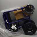 Medline Lightweight Foldable Transport Wheelchair with Handbrakes and 12-Inch Wheels, Blue Frame, Black Upholstery