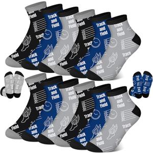 12 Pairs Track & Field Socks Novelty Running Sock Track & Field Birthday Sports Lover Gifts for Men Women (Gray)