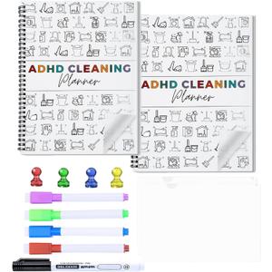 2 Pack Cleaning Planner, Cleaning Schedule and Checklist Organizer, Daily Weekly Monthly Household Cleaning Planner, Chore Chart Notebook for Home, Family Cleaning Tasks, DIY Home Improvement, Editable Template