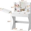 Driftalia Small Vanity Desk with Mirror and Lights, Makeup Vanity with Storage Drawer, 2 Shelves and 3 Compartments - White