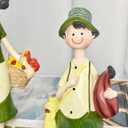 Pastoral Style Handpainted Resin Figurine Set (7.9 Inch), Garden Couple Character Sculptures, Decorative Ornaments for Home, Book Shelf Decor Valentine's Day Gifts