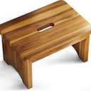 Wooden Step Stool, 9'' One Step Stool for Adults, Wooden Beside Step with 550 Lbs Load Capacity, Heavy Duty/Portable/Nonslip/Durable Construction Safe Step for Bedroom/Kitchen (Warm Acacia)