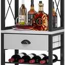 Homeiju Wine Rack Freestanding Floor, Bar Cabinet for Liquor and Glasses, 4-Tier bar Cabinet with Tabletop, Glass Holder, Storage Drawer and Wine Storage for Home Bar(Patent No.D1009580) (Right Angle-White)