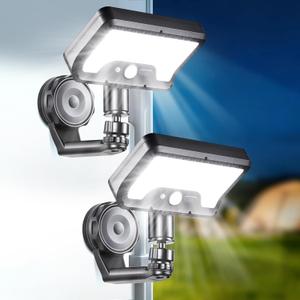 Magnetic Solar Lights Outdoor,RV Exterior Lights with Motion Sensor, 92LED 600LM Solar Security Lights IP65 Waterproof with Strong Magnets for Deck, Patio, RV, Camper(2Pack) (2)