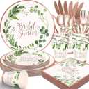 Sage Green Bridal Shower Decorations Rose Gold Bridal Shower Plates and Napkins Sets,168Pcs Serves 24 Guests