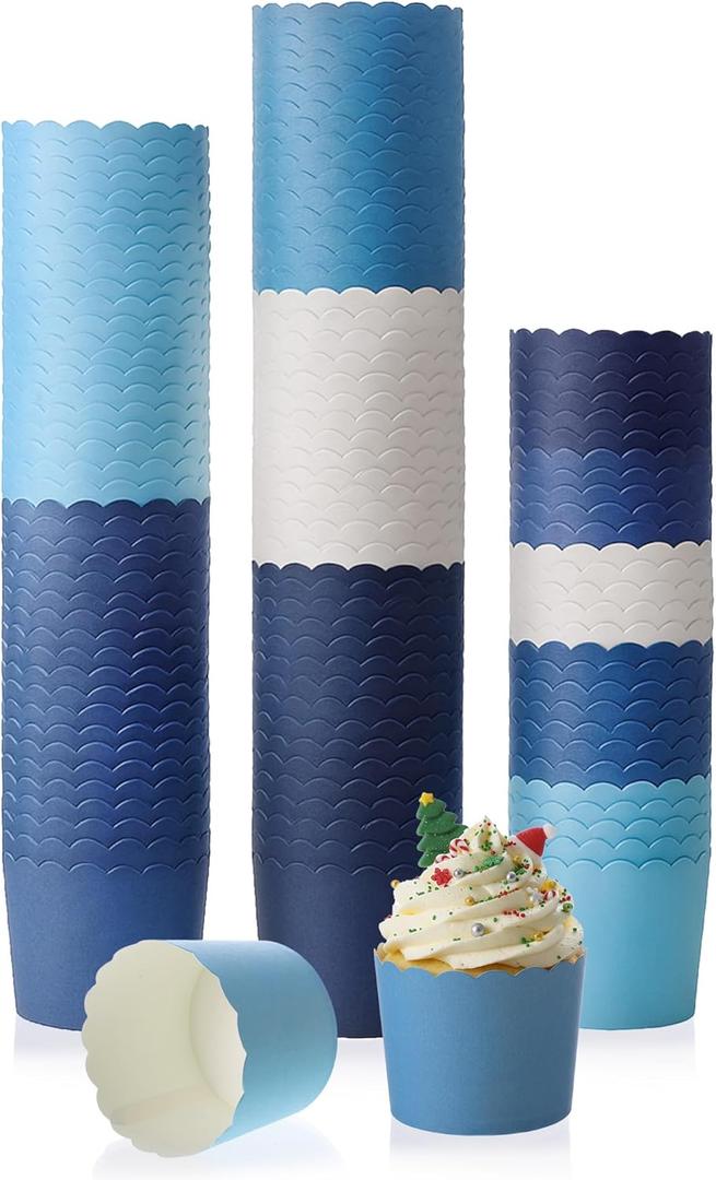 Havawish 250 Pcs Paper Baking Cups Cupcake Baking Cups 2.4 Inches Muffin Liners for Wedding Birthday Baby Shower Party Accessories (Blue)