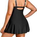 Holipick Plus Size Swim Dress Women - One Piece Swimsuit with Skirt V Neck Tummy Control Bathing Suit