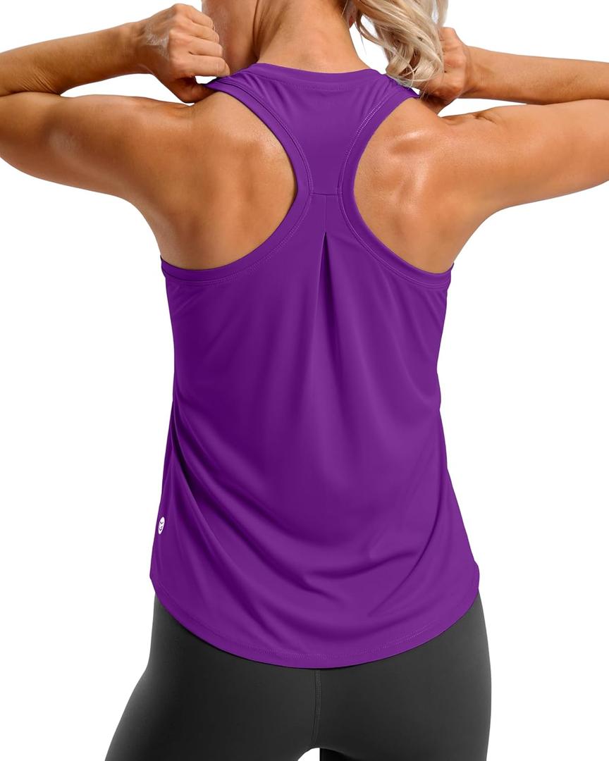 G Gradual Women's Workout Tank Tops Racerback Athletic Yoga Tops Loose Fit Sleeveless Running Gym Sports Shirts for Women(Dark Purple, M)