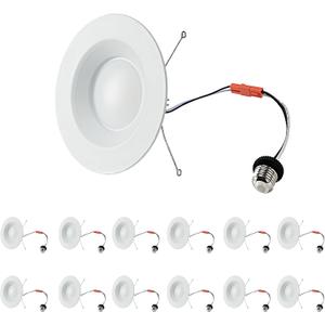 Iron Baffle 6-Inch LED Retrofit Can Lights, 13.5W, 1200LM, Dimmable Retrofit Led Recessed Lighting, 2700K/3000K/4000K/5000K/6000K Selectable, 6inch 12P White