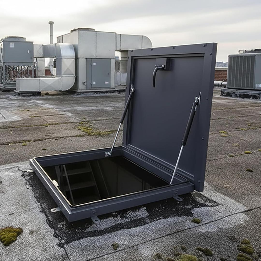 35.4"x35.4" Roof Access Hatch Security Door Galvanized Steel Skylight Lid with Handle (Attic Cellar Exit Cover Skylights Commercial Roof Hatch Vent Heavy-Duty Waterproof for Home Industry)