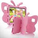 iPad 12 A19 2026 Tablet Case Kids, iPad 11 inch A16 10 12th Gen 2025 Butterfly Case with Kickstand Light EVA Full Boby Drop Protective Rugged Shockproof Kid-Proof Kid Tablet Cover for Girl (Pink)