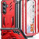 FNTCASE for Samsung Galaxy S26 Case: with [Built-in Screen Protector & Kickstand] [2 Front Frames] [Military-Grade Drop Protection] Heavy Duty Shockproof Rugged Case Full Body Protective Cover Red
