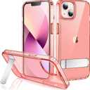 JETech Kickstand Case for iPhone 13 mini, 5.4-Inch, Support Wireless Charging, Slim Shockproof Bumper Phone Cover, 3-Way Metal Stand (Rose Gold)