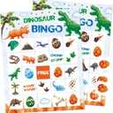WERNNSAI Dinosaur Party Bingo Games - 24 Players Watercolor Dino Birthday Bingo Game Cards Set for Kids Boys Happy Little Dinosaurs Game Dinosaur Themed Activities for School Classroom Family Holiday