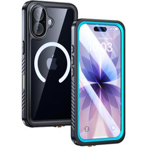 Lanhiem Magnetic for iPhone 17 Case Waterproof, Built in Screen Protector & Camera Protection, [Compatible with MagSafe] Full Body Dustproof Heavy Duty Rugged Phone Case 6.3'' (Blue)