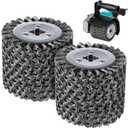 2 Pack 4.7 x 4 Twisted Steel Wire Wheel Multi Surface Texturing, 0.02 Wire Brush Drum Surface Conditioning Tool for Metal Removing Rust Wood Grain Restoration 3/4 Quad Keyway