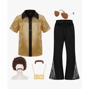 70s Outfits for Boys Kids Disco Costume Halloween Party Dress Up L