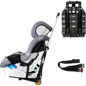 Car Seat Travel Cart with Buckle Webbing for Airport, Carseat Roller Dolly Trolley Luggage Cart, Foldable and Stowable Under Airplane Seat or Over Head Compartment