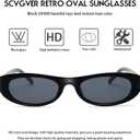 3 x SCVGVER Oval Sunglasses for Women Men, 90s Skinny Sun Glasses, Tiny Retro Shades, UV400 Protection (Black Frame - Gray Lens + Purple Frame - Gray Lens)