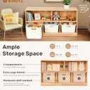 WINGYZ Rubber Wood Montessori Bookshelf, 5-Section Wooden Storage Cabinet, 43.3"D x 11.8"W x 23.6"H