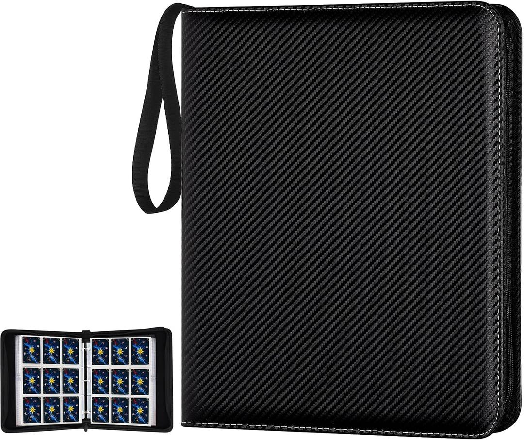 GERMUN Trading Card Binder, 900 Pockets Card Binder, 9-Pocket Sided Pocket Sports Card Binder, Premium Card Binders Compatible with MTG, TCG, Baseball Cards(Carbon Black)
