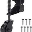 Heavy Duty Wooden Fence Gate Caster - 360 Degree Swivel Outdoor Swing or Rolling Gate Support Wheel Kit, 4-1/2 Inch, 220 Lbs Capacity, Black (Left)