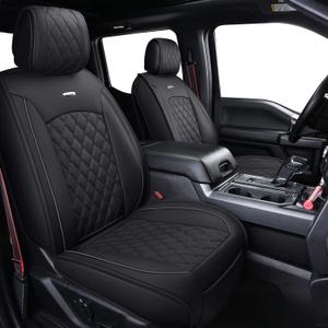 Aierxuan Full Set Car Seat Covers Custom Fit 2009 to 2025 Ford F150 and 2017 to 2025 F250 F350 F450 Cars SUV Pick-up Truck, Automotive Vehicle Cushion Cover with Waterproof Leather (Black)