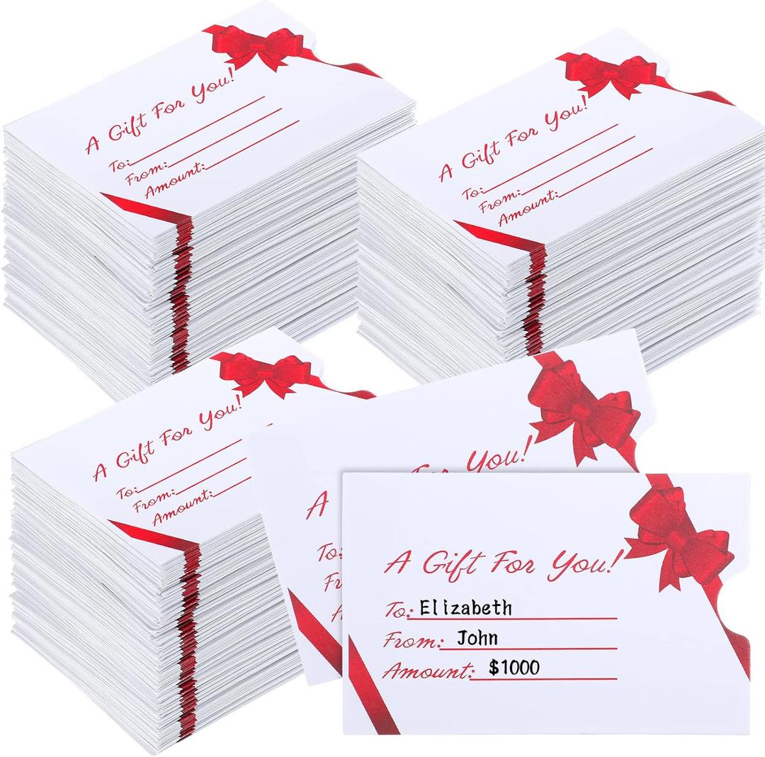 Eaasty 500 Pcs Gift Card Sleeves Christmas Card Envelopes Sleeves Holder Protector for Business, 2.36 x 3.54 inch(Bow)