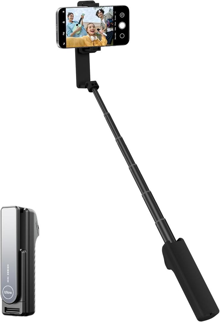 Selfie Stick with Wireless Remote  Portable Selfie Stick for iPhone & Android, Lightweight Foldable Travel Phone Holder for Cell Phone, for Photograph, Video Recording, Streaming, Black