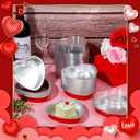 Yinkin 50 Set 9 oz Heart Shaped Aluminum Cake Pan with Lid Disposable Heart Foil Tin Pans Cupcake Liners Muffin Tins for Mother's Day Wedding Bridal Shower Baking Supplies (Red)