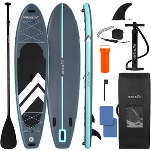 SereneLife XL Inflatable Stand Up Paddle Board - Extra-Wide, Pet & Family-Friendly SUP for Adults, Kids & Pets - Non-Slip Deck, Stable Design, Premium Accessories - 350/440/485 lbs Capacity