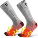 SAVIOR HEAT Heated Socks for Men Women, 150 Fast Heating Electric Ski Socks, 7.4V 2200mAh Rechargeable Battery Powered, Carbon Fiber Toe Warmers for Skiing Hunting Fishing Outdoor Work (Small)