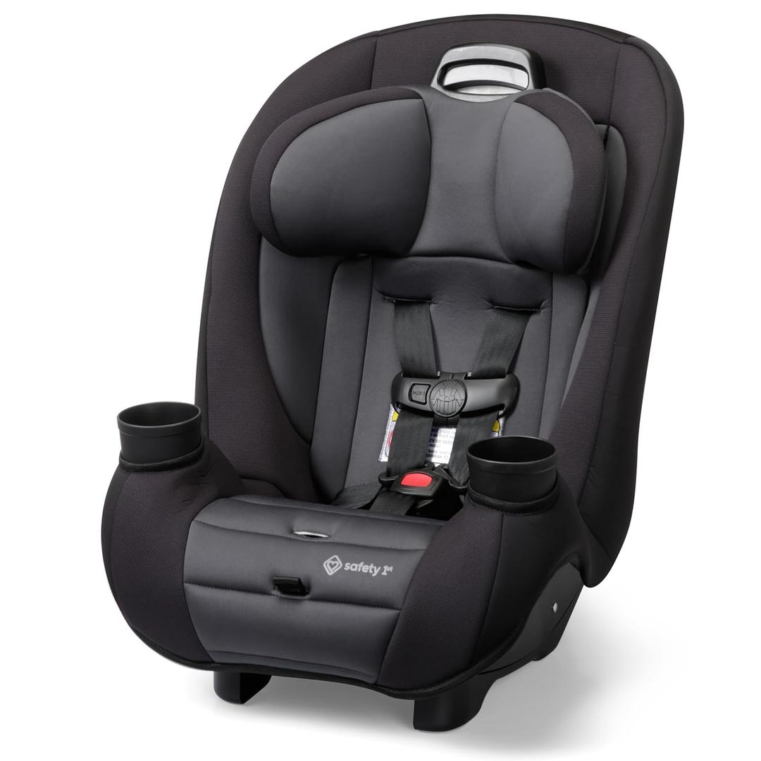 Safety 1st Ellaris 3-in-1 Convertible Car Seat, Slim Fit Design, Rear & Forward-Facing, 5-Position Headrest, 3-Across Fit, Travel-Friendly with Machine-Washable Seat Pad, Smokey Haze, Manufactured in 06/01/2025
