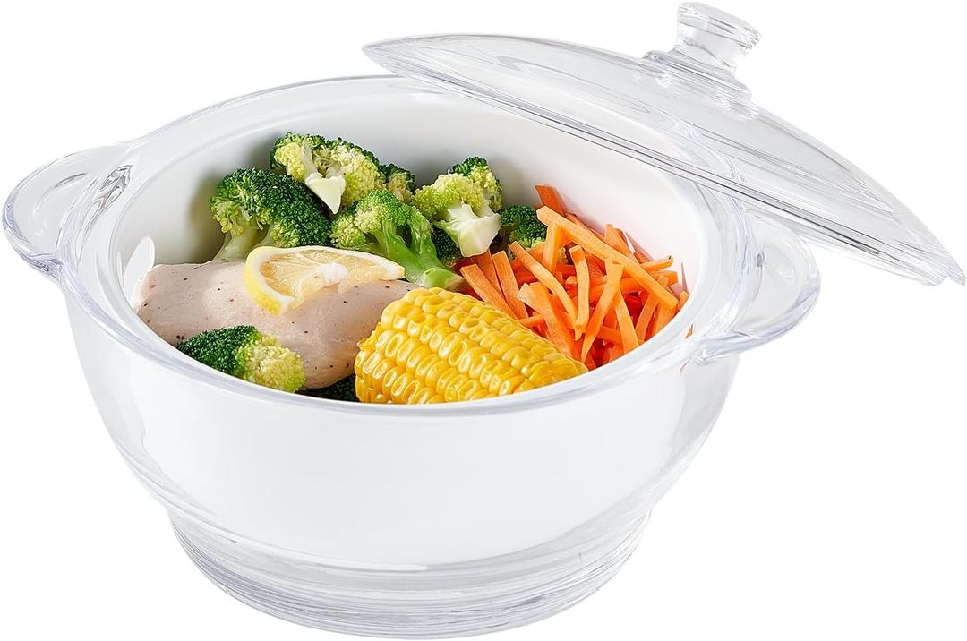 Glass Microwave Steamer for Vegetables, Broccoli, Fish & Food Oven Safe Steamer Bowl for Cooking, BPA-Free, Odorless & Dishwasher Safe2.5L