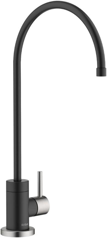 KRAUS Purita Single Handle Drinking Water Filter Faucet for Reverse Osmosis or Water Filtration System in Spot-Free Stainless Steel/Matte Black, FF-100SFSMB