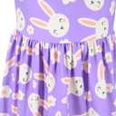 Unique Baby Girls' Short Sleeve Everyday Printed Dresses for Kid and Toddler, Sizes 2T-12Y (3T, Bunny Blossom)