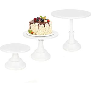 3-Pack White Metal Cake Stand Set, 8/10/12 Inch Tiered Display Stand with Pedestal Base for Wedding, Birthday, Baby Shower, Party Dessert Table