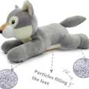 Wolf Stuffed Animal for Kids,8 inch Realistic Animal Plush Toy Lying Down Posture Animals,Plush for Boys Girls Adult Birthday Hug Teaching(S-Wolf)