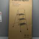 3 Step Ladder, Protable Steel Folding Stool with Wide Anti-Slip Pedal, 500lbs Sturdy Steel Ladder, Black