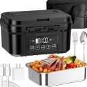 FERVINOW Cordless Electric Lunch Box for Adults – Battery-Powered Heated Lunch Box with 1.2L Stainless Steel Container, Timer Function, and Leak-Proof Food Warmer for Work, Travel & Office