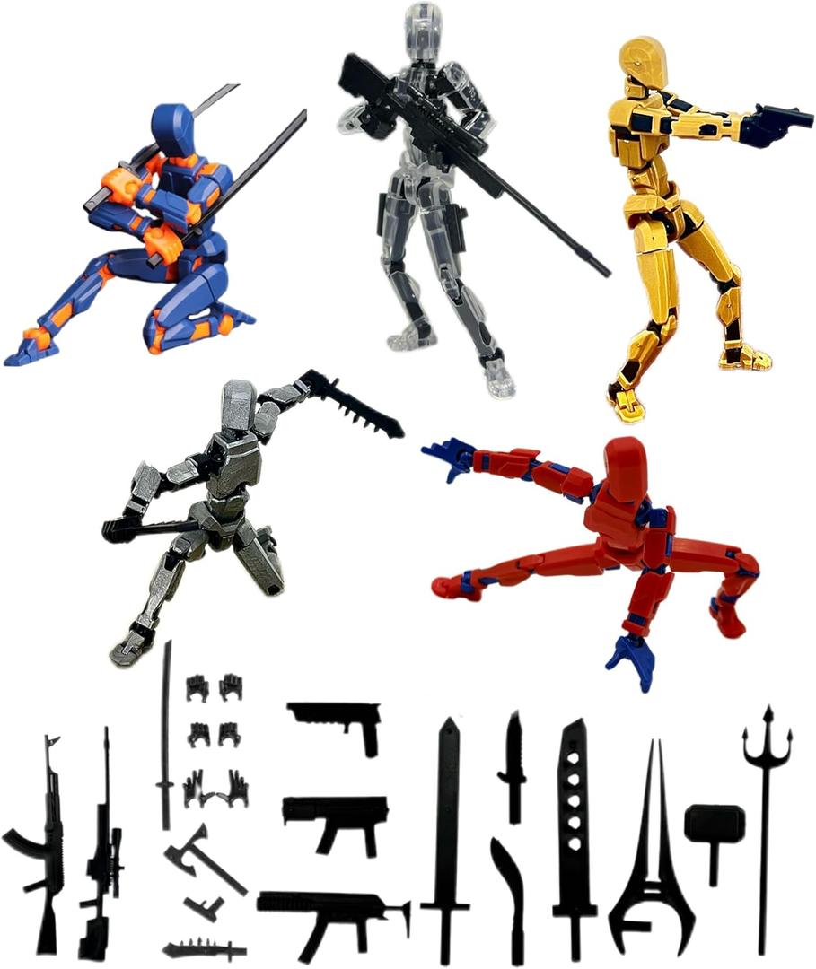5 Packs Dummy13 Action Figure Set, 3D Printed ActionFigure Toy Gifts for Kids, Dummy 13,Robot 13 Action Figure Full Body Mechanical Doll Christmas Birthday Gift for Boys Girls
