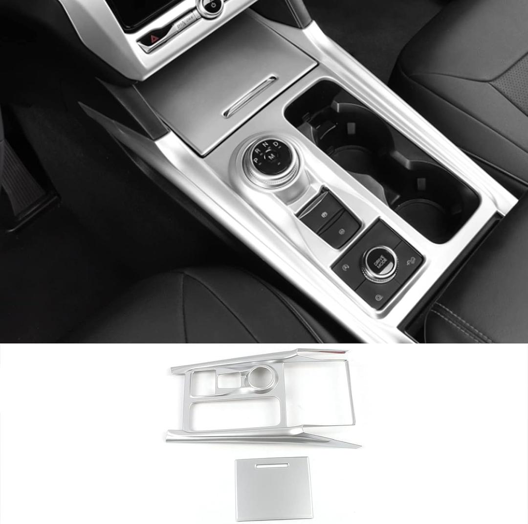 Car Accessories Fit for Ford Explorer 2020 2021 2022 2023 Interior Center Console Gears Shift Frame Cover Trim Stickers (Matte Silver) ABS 2 PCS
