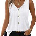 WIHOLL Womens Tank Tops Loose Casual Summer Tops Eyelet V Neck Basic Sleeveless Shirts Trendy 2026 (White, M)