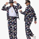 80s 90s Outfit Sets for Men, Retro Tracksuit Streetwear, Mens 80s Sportswear 4Pcs M