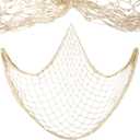 TEMUCY Natural Fish Net Decorative, Beach Themed Fish Net Decorations for Pirate, Mermaid, Beach Party Home Bedroom Décor