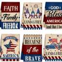 Mixweer 6 Pcs 4th of July Kitchen Towels Vintage Patriotic Hand Towel Independence Day Dish Towel Red White Blue Gnome Star Tea Towel Memorial Day Absorbent Dishcloth for Home Bathroom Kitchen Decor