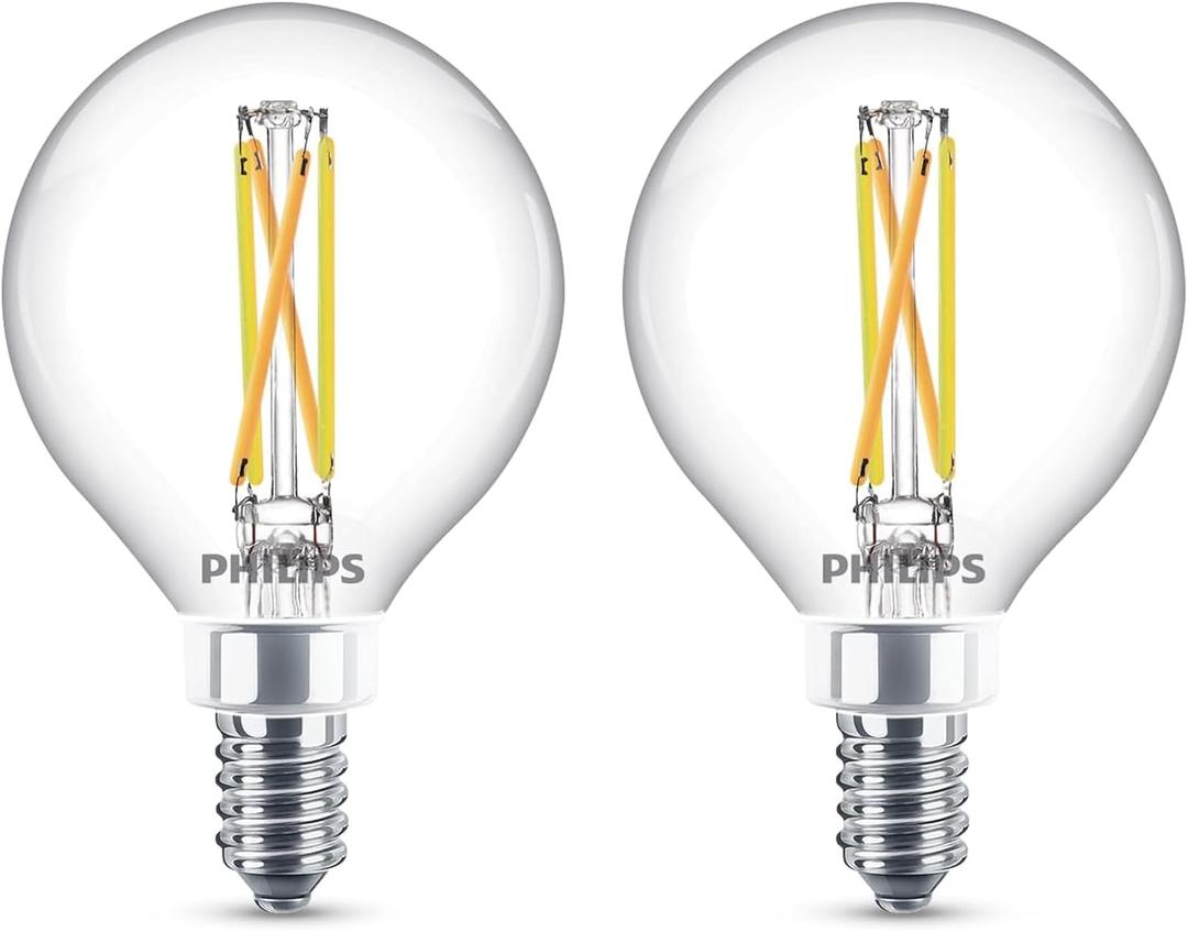 PHILIPS LED 60W G16.5 1-Pack Ultra Definition Soft White (2700K) 500 Lumen (5W = 60W) Dimmable Clear Flicker-Free Light Bulbs