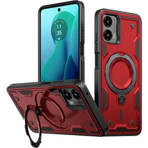 Case for Moto G 5G 2024 Case with Magnetic 360Rotatable Ring Invisible Stand [Compatible with Mag-Safe] Double Shockproof Protection Women Men Case for Moto G 5G 2024 Red TH