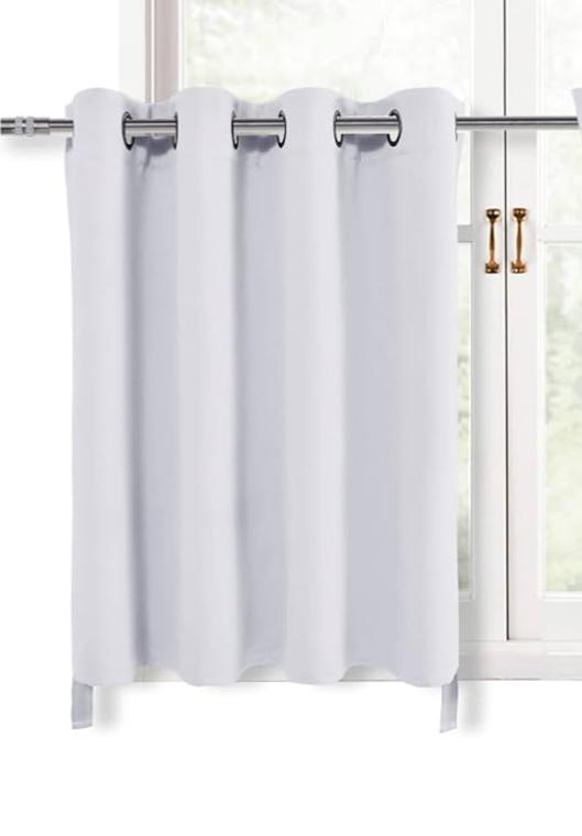 Hiasan RV Blackout Curtains for Bedroom, 52 x 36 Inches Long - Thermal Insulated & Energy Saving Window Curtains for Living Room, 2 Drape Panels Sewn with Tiebacks, Greyish White